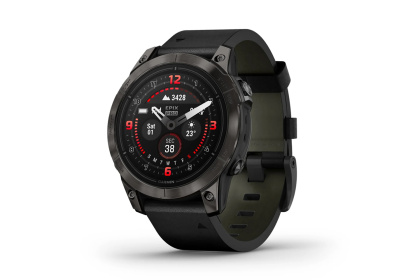 Мультиспортивные часы Garmin Epix Pro (Gen 2) Sapphire Edition, кожаный ремень / Серо-черные