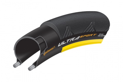 Велопокрышка Continental Ultra Sport II Folding, 28 дюймов / Черно-желтая
