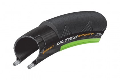 Велопокрышка Continental Ultra Sport II Folding, 28 дюймов / Черно-зеленая