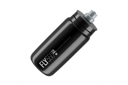 Фляга велосипедная Elite Fly, пластик, 550 мл / Черная с серой крышкой