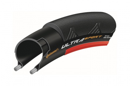 Велопокрышка Continental Ultra Sport II Wire, 28 дюймов / Черно-красная