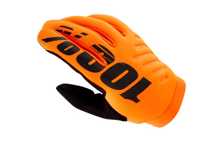 Велоперчатки 100% Brisker, длинный палец / Черно-оранжевые