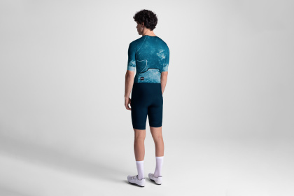 Стартовый костюм для триатлона Santini Leaf Motion, короткий рукав / Черно-зеленый